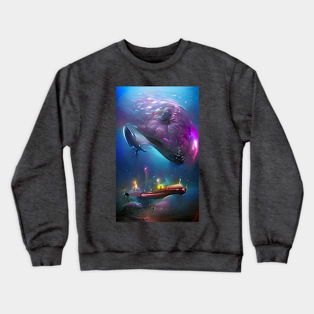 Deep Sea Monsters and Submarine Crewneck Sweatshirt by Banditec